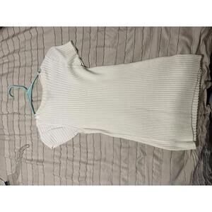 Express Ribbed Knit White Short Sleeve Dress Size Large